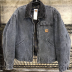 Vintage Y2K Carhartt J97 PTL Men's Blanket-Lined Grey Canvas Detroit Jacket - L