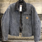 Vintage Y2K Carhartt J97 PTL Men's Blanket-Lined Grey Canvas Detroit Jacket - L