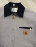 VTG Carhartt Detroit J76 CMT Work Jacket Large Blanket Lined Cement Gray USA 90s - Image 2