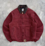 Vintage 90s Crimson Red Carhartt J14 Workwear Santa Fe Quilted Corduroy Jacket