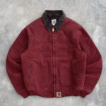 Vintage 90s Crimson Red Carhartt J14 Workwear Santa Fe Quilted Corduroy Jacket