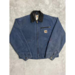 Used Carhartt Detroit Duck Jacket Size L Blue Length 67cm