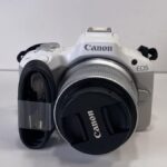 White Canon EOS R50 4K Video Mirrorless Camera with RF-S 18-45mm f/4.5-6.3