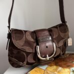 Coach Signature Soho Demi Shoulder Bag Brown Silver JM - Image 2