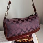 Coach Signature Demi Pouch Purple Burgundy Silver Lv - Image 2