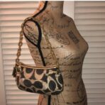 Vintage Y2K Coach Lurex Poppy Gold Hardware Small Shoulder Bag dE - Image 8