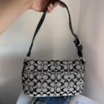 Coach Signature Buckle Shoulder Bag Black Grey Silver hO - Image 4