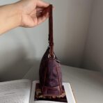 Coach Signature Demi Pouch Purple Burgundy Silver Lv - Image 4