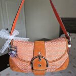 Vintage Coach Mini Soho Buckle Flap Orange Shoulder Purse rY
