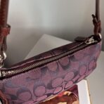 Coach Signature Demi Pouch Purple Burgundy Silver Lv - Image 5