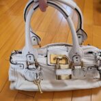 Chloe Paddington Shoulder Bag Leather Padlock Off White cG