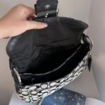 Coach Signature Buckle Shoulder Bag Black Grey Silver hO - Image 6