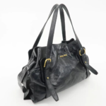 Authentic MIU MIU Logo Leather Tote Bag Shoulder Bag Black🩷🍒 - Image 4