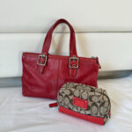 Vintage Coach tote and makeup bag - Image 8