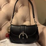 Coach Soho Flap Bag in Black Leather with Cherry Charm NEW