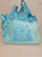 Vintage Juicy Couture Baby Blue Daydreamer Bag Bow Scottie Dogs Velour Gold💜🍇