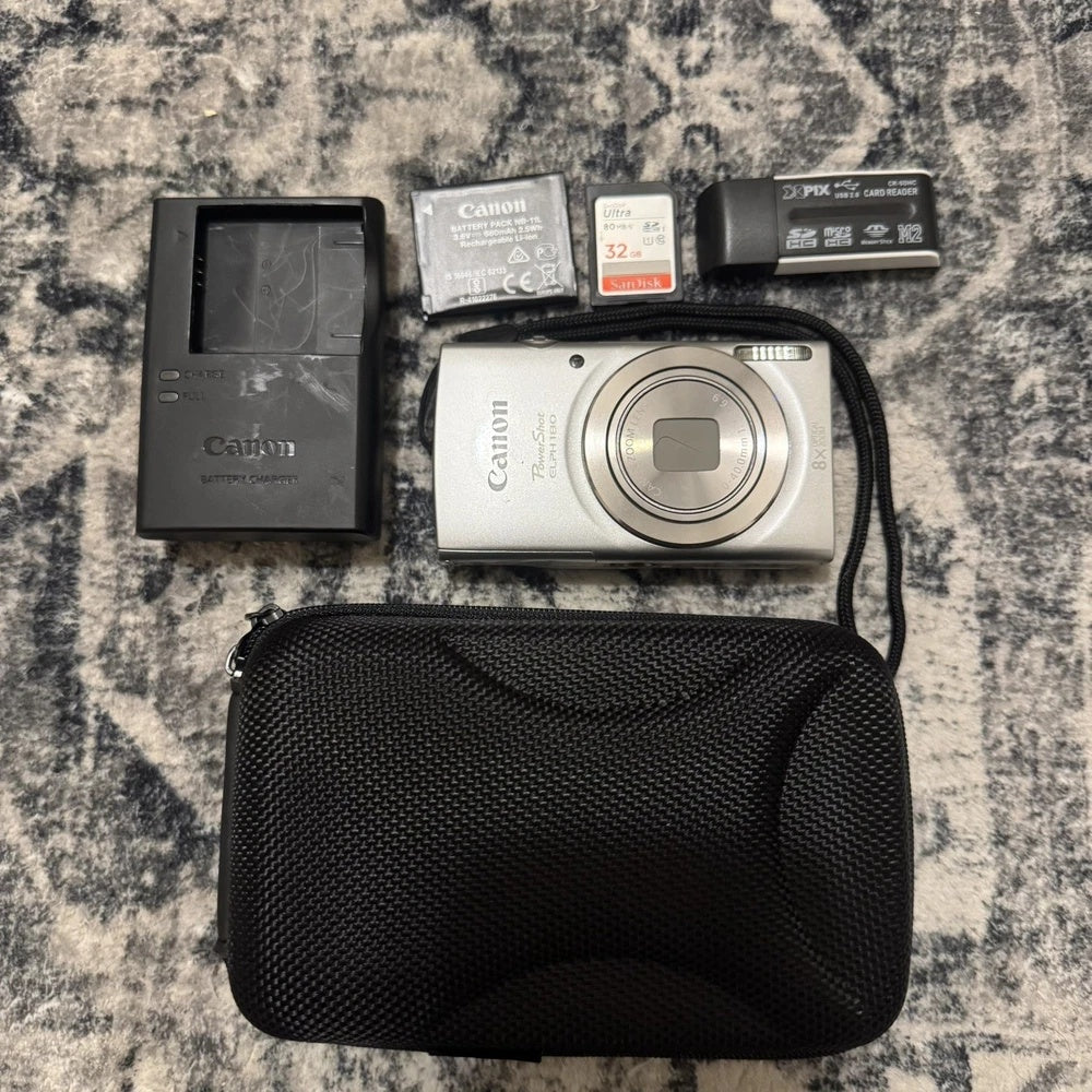 MINT Canon PowerShot ELPH 180 Silver Bundle 💿 Y2K Digicam - Image 1