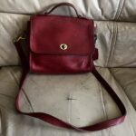 Vintage Coach Purse 9870 Red Leather Court Top Handle Bag Crossbody 🍒❤️‍🔥